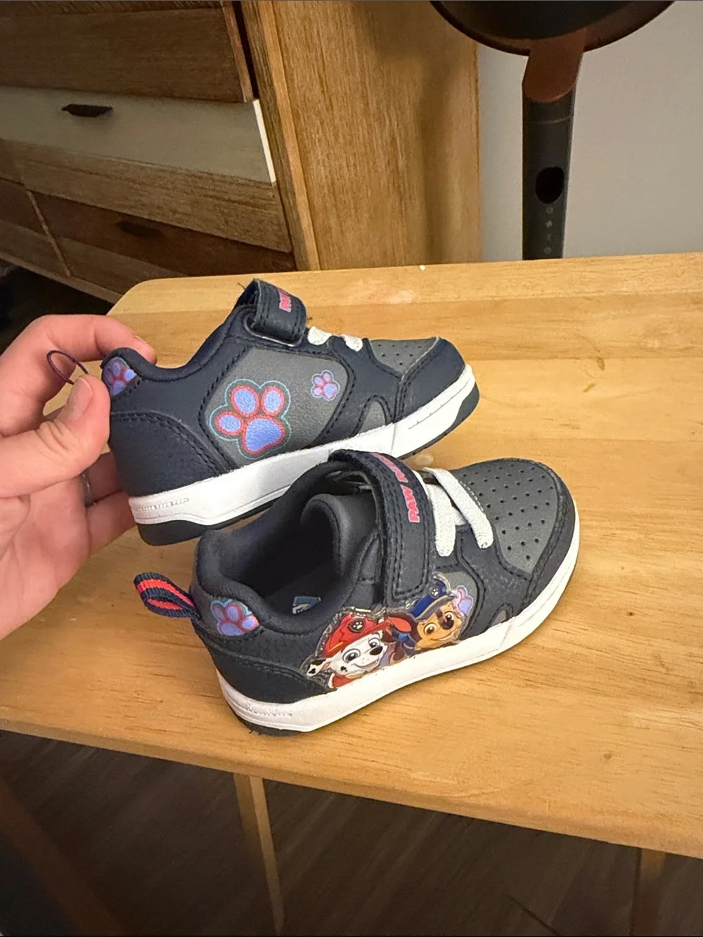 Paw Patrol Navy Sneakers with White Soles and Pink & Blue Paw Prints
